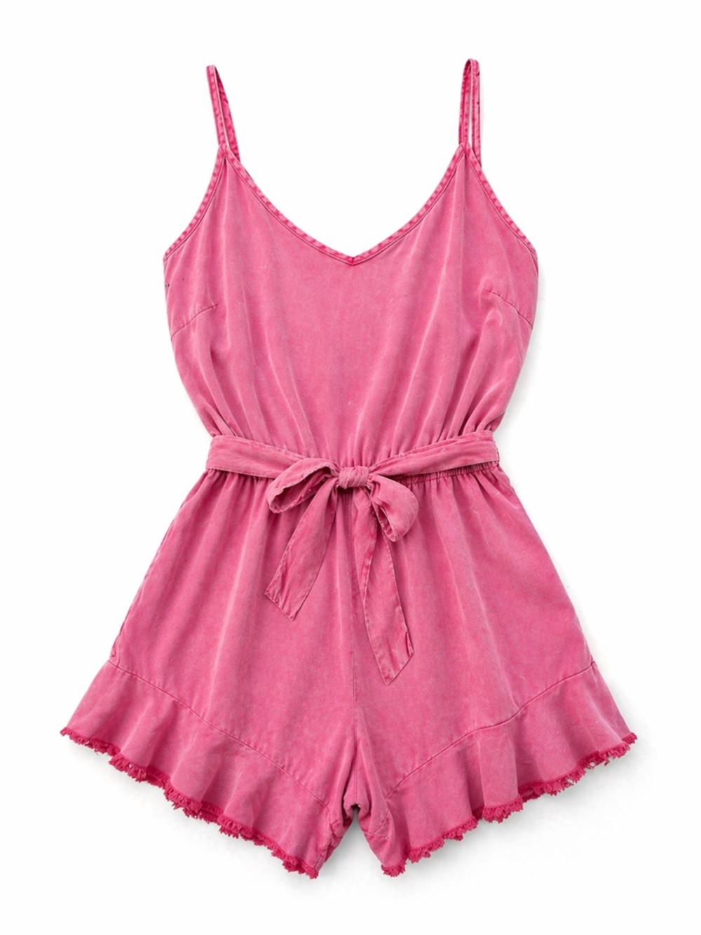 white birch Pink Sleeveless Tie-Waist Romper
